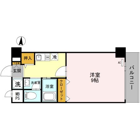 ラッフィナート有瀬(1K/2階)の間取り写真