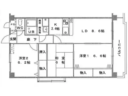 山陽本線 明石駅 バス乗車時間：22分 玉津インター前バス停で下車 徒歩7分 3階建 築25年(3LDK/1階)の間取り写真