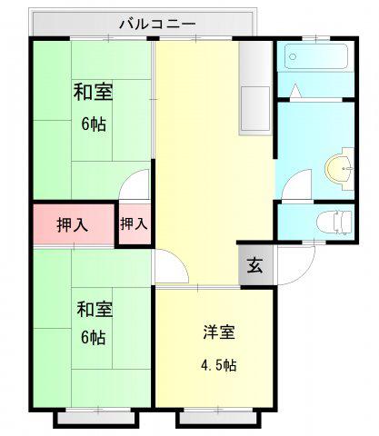 山陽本線 明石駅 バス乗車時間：20分 前川橋バス停で下車 徒歩2分 2階建 築38年(3DK/2階)の間取り写真