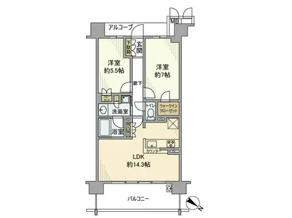 プレサンスロジェ西神南(2LDK/5階)の間取り写真