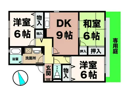 アルパポンテ一番館(3DK/1階)の間取り写真