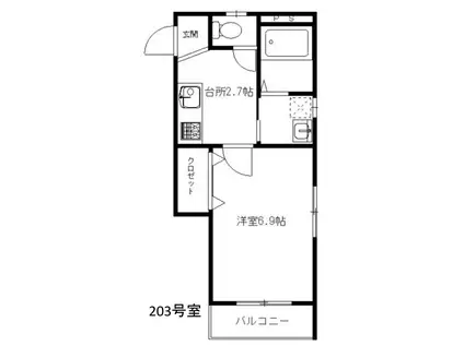 セイシンハイツ(1K/3階)の間取り写真
