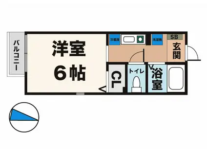 学園カリス(ワンルーム/2階)の間取り写真