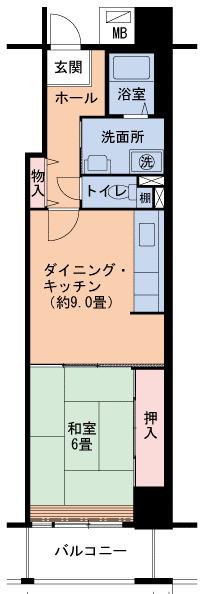 山陽本線 兵庫駅 徒歩5分 14階建 築31年(1DK/5階)の間取り写真