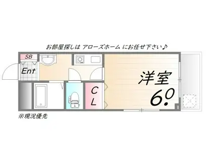 山陽本線 朝霧駅 バス乗車時間：14分 長尾辻バス停で下車 徒歩3分 2階建 築31年(1K/2階)の間取り写真