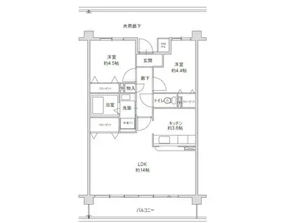 井吹東シティコート18(2LDK/1階)の間取り写真
