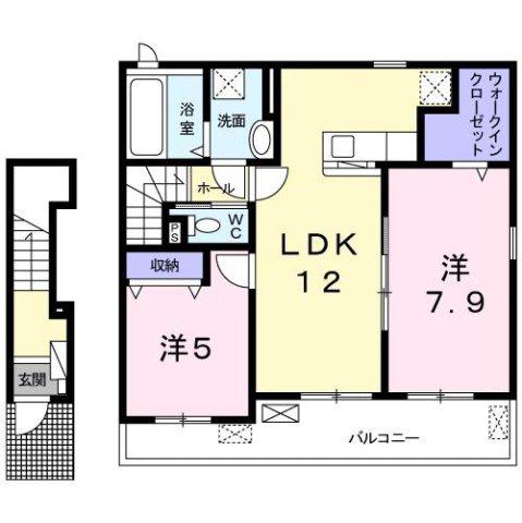 デュオ ルーチェ1(2LDK/2階)の間取り写真