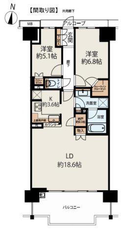 神戸市西神山手線 西神中央駅 徒歩6分 11階建 築4年(2LDK/10階)の間取り写真