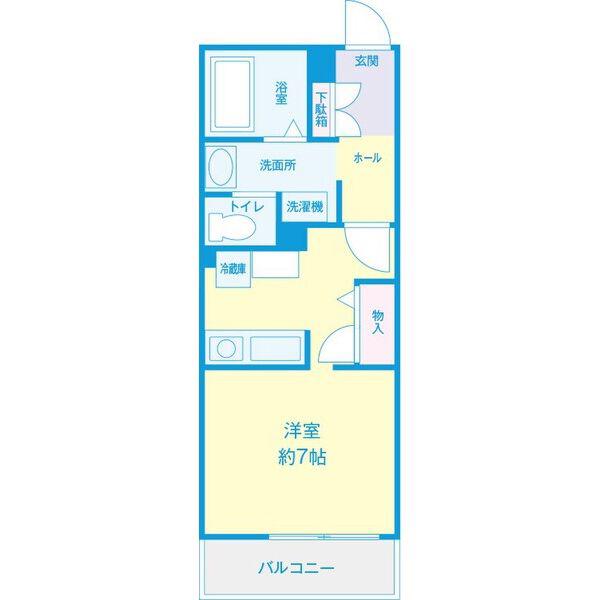 CASAウエスト(ワンルーム/1階)の間取り写真
