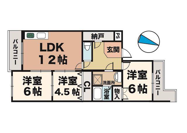 リバーグリーン藤村(3LDK/2階)の間取り写真