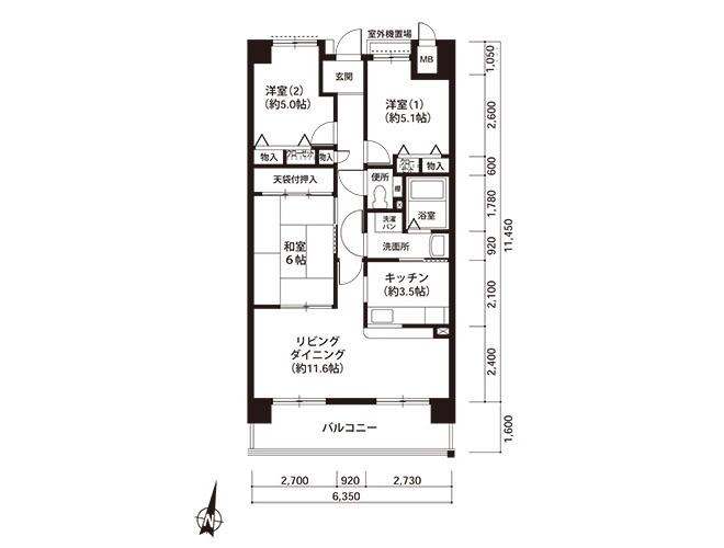 ウエストコート8番街1番館(3LDK/7階)の間取り写真