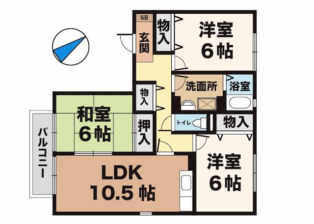 アルパポンテ三番館(3LDK/2階)の間取り写真