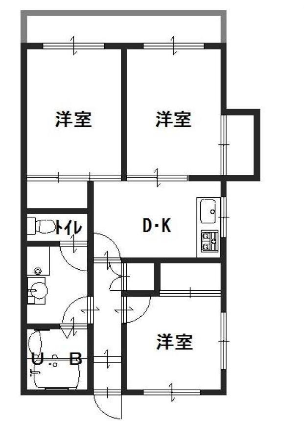メゾン日宏(3DK/1階)の間取り写真