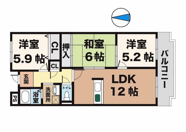 マウンティンツー(3LDK/1階)の間取り写真