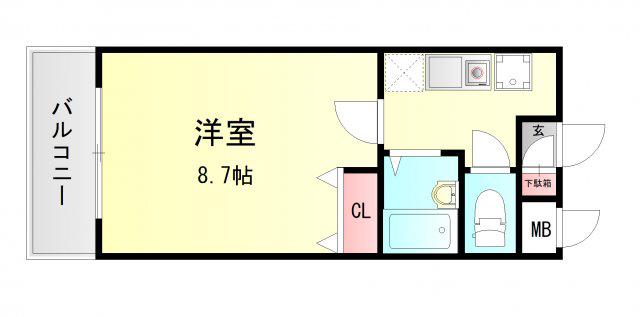 神戸市西神山手線 伊川谷駅 バス乗車時間：15分 神戸学院大前バス停で下車 徒歩1分 4階建 築34年(1K/1階)の間取り写真
