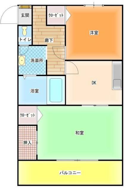 神戸市西神山手線 伊川谷駅 バス乗車時間：6分 池上５丁目バス停で下車 徒歩4分 2階建 築35年(2DK/1階)の間取り写真