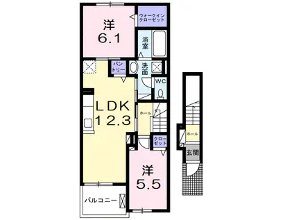 Yフォレスト五個荘(2LDK/2階)の間取り写真