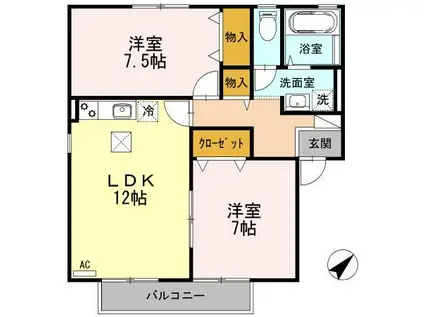 パレファミール(2LDK/1階)の間取り写真