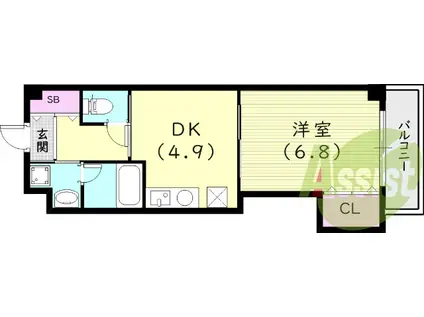 アミティ武庫之荘(1DK/5階)の間取り写真