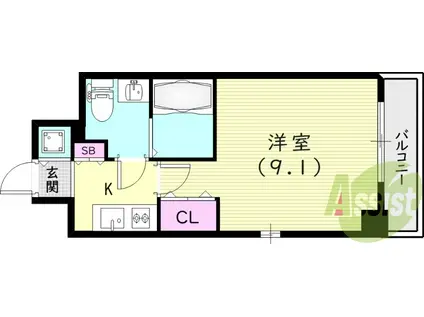 エス・キュート尼崎2(1K/12階)の間取り写真