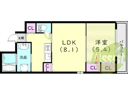 プレサンス昭和通ESRISE(1LDK/3階)の間取り写真