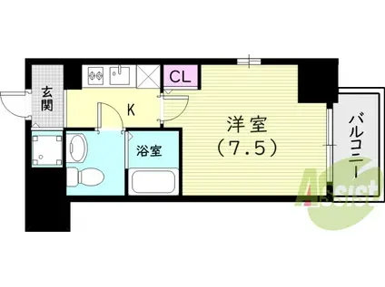エス・キュート尼崎2(1K/9階)の間取り写真