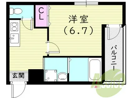 フジパレス立花駅西2番館(1K/3階)の間取り写真