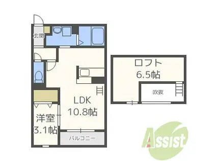 ロータス(1LDK/2階)の間取り写真