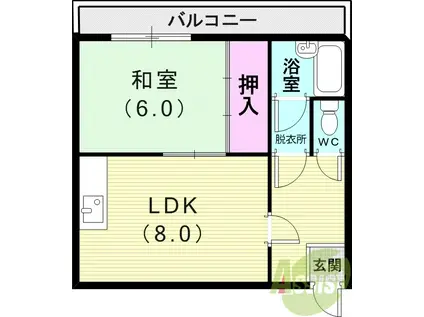 東難波佐野マンション(1DK/2階)の間取り写真