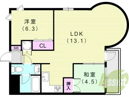 パレプラス東武庫之荘(2LDK/2階)の間取り写真