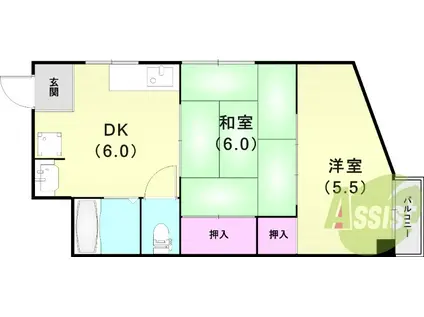 神田ビル(2DK/3階)の間取り写真