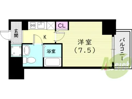 エス・キュート尼崎2(1K/8階)の間取り写真