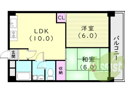 クレール武庫之荘(2LDK/3階)の間取り写真