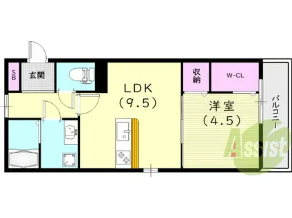 コート・アッキーノ(1LDK/2階)の間取り写真