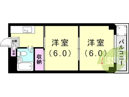 東園田マンション(2K/3階)の間取り写真