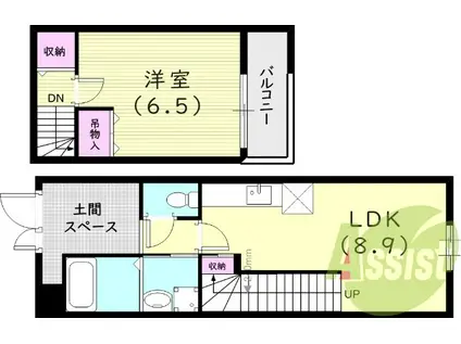 メゾネットMORINOVU(1LDK/1階)の間取り写真