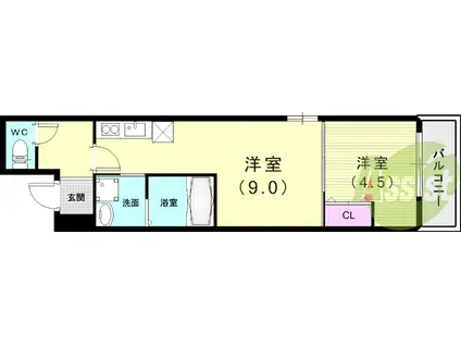 フジパレス園田駅東(1LDK/3階)の間取り写真