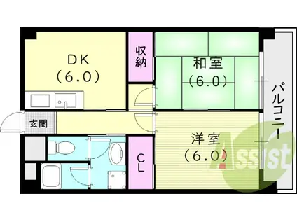 第二睦荘(2DK/3階)の間取り写真