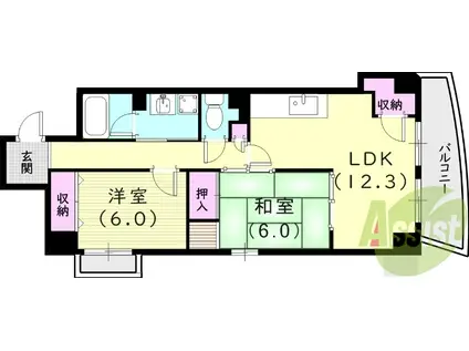 ファミール園田(2LDK/5階)の間取り写真