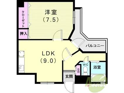 ロイヤルメゾン東須磨(1LDK/5階)の間取り写真