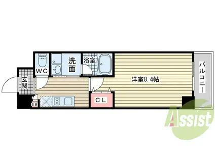 ビエラコート須磨(1K/5階)の間取り写真