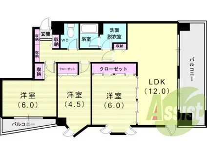 サントピア須磨(3LDK/10階)の間取り写真