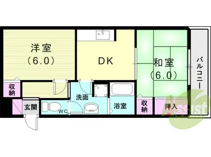 サングレース北別府(2DK/2階)の間取り写真