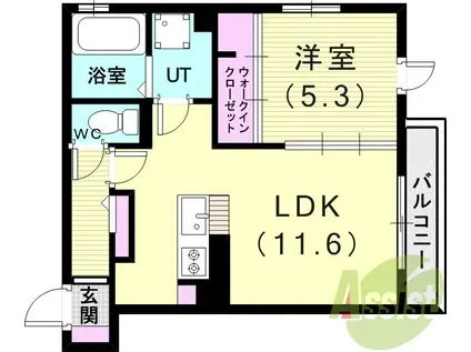 ラ メゾンアンソレイエ板宿(1LDK/1階)の間取り写真