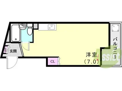 リバティー板宿(ワンルーム/2階)の間取り写真