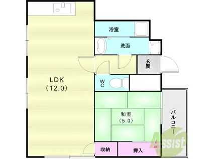 南五葉ハイツ(1LDK/2階)の間取り写真