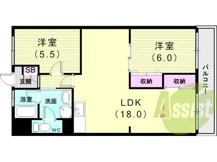 白川コーポ(2LDK/3階)の間取り写真