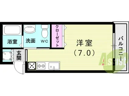 GIULIA須磨浦Ⅰ(ワンルーム/2階)の間取り写真
