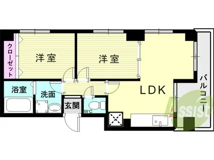 ワコーレ東須磨(2LDK/1階)の間取り写真