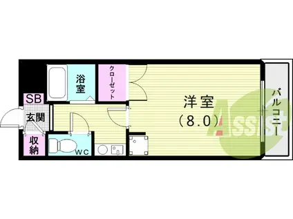 エスポワール大津和(1K/2階)の間取り写真